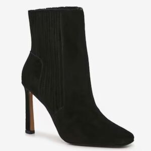 Vince Camuto Black Talanna Bootie Suede Leather Squared Toe Pull On Women 9